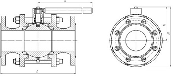 Кран шаровой фланцевый DN 100-125/100; PN 1,6-4,0 с ручным управление